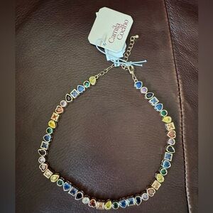 Brand New NWT! Camila Coelho Sparkling Rainbow Gemstone Bejeweled Viral Necklace